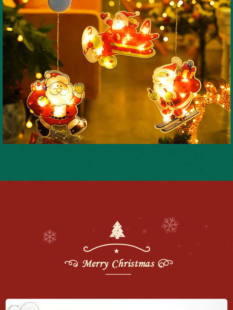 Amazon Spot Christmas Decorative Lights Holiday Dress-up Shop Show Window Scene Layout Suction Lamp Small Ornaments