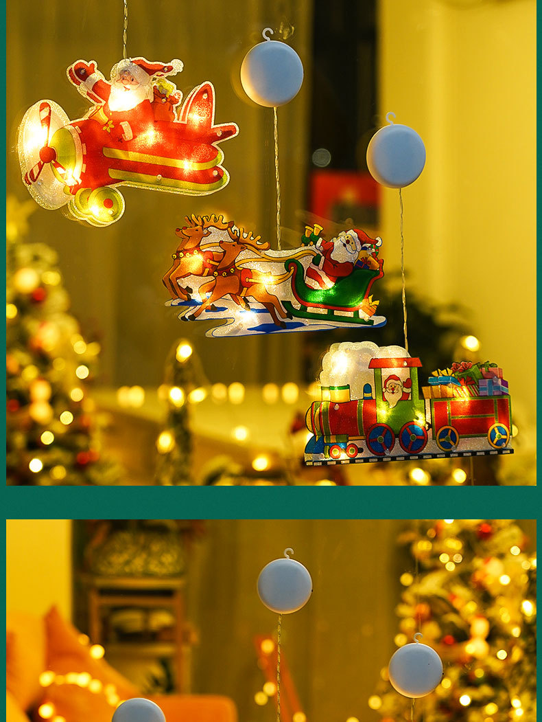 Amazon Spot Christmas Decorative Lights Holiday Dress-up Shop Show Window Scene Layout Suction Lamp Small Ornaments