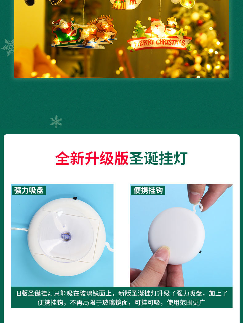 Amazon Spot Christmas Decorative Lights Holiday Dress-up Shop Show Window Scene Layout Suction Lamp Small Ornaments