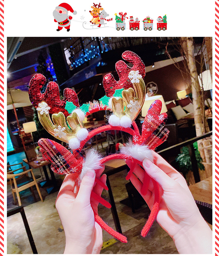 Foreign Trade Hot-Selling Headdress Santa Claus Elk Headband Hair Clip Children Adult Christmas Party Headband Dress up Hair Accessories Foreign Trade Hot-Selling Headdress Santa Claus Elk Headband Hair Clip Children Adult Christmas Party Headband Dress up Hair Accessories