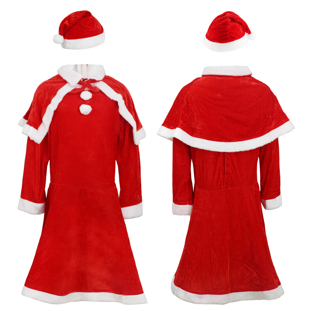 Santa Claus Clothing Clothes Christmas Dress up Children&#039;s Cosplay Dress up Costume Golden Velvet