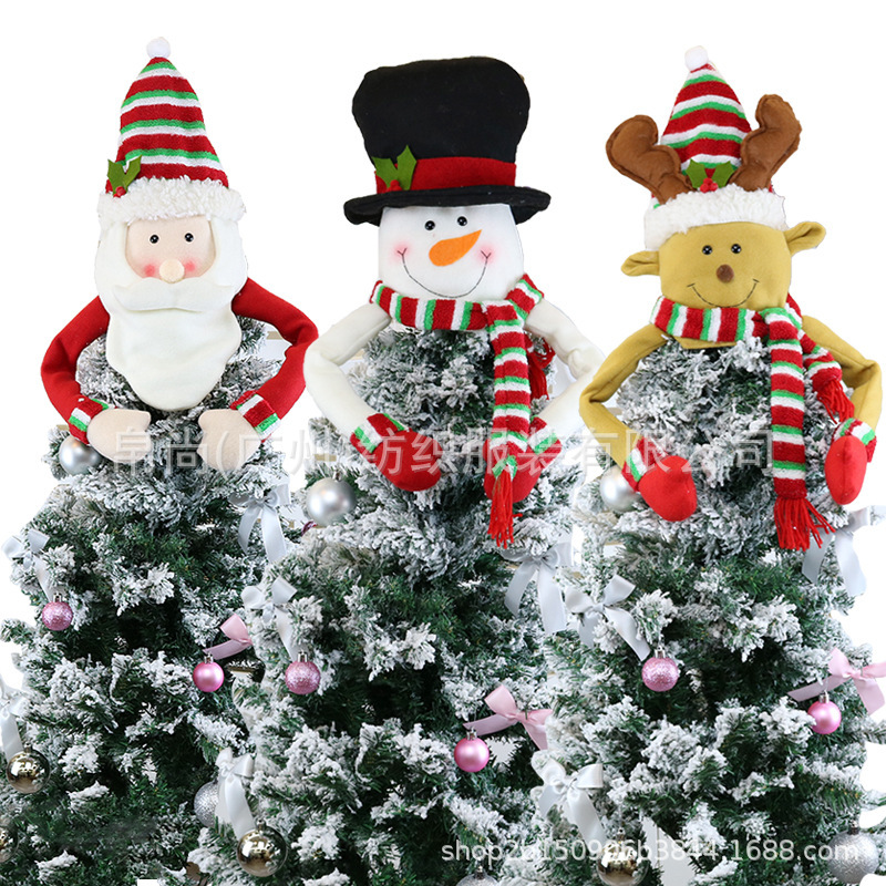 2021 Christmas Tree Top Star Elderly Snowman Decorations Christmas Supplies Felt Christmas Tree Hat Hanging Decorations