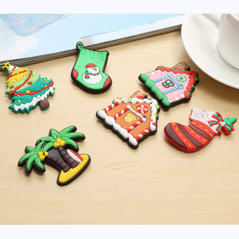 Factory Direct Sales Environmental Magnet Creative Resin Refrigerator Magnet Christmas Tree Deer Magnetic Sticker Customizable Logo