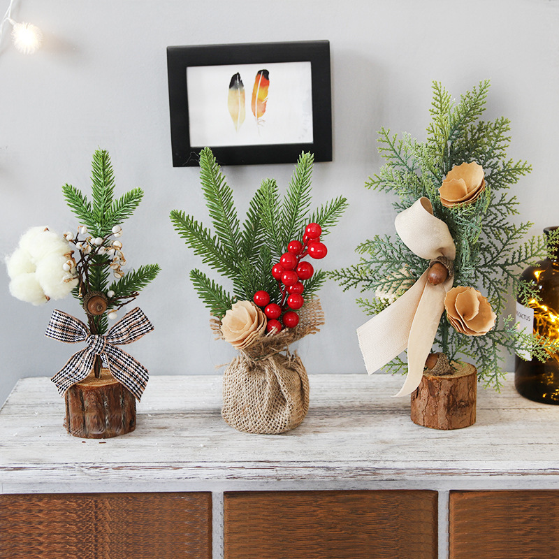 christmas tree 25cm Christmas Decorations Desktop Window Mini Christmas Tree Decoration Potted Festival Scene Decorative