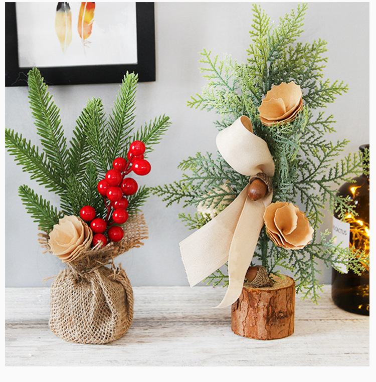 christmas tree 25cm Christmas Decorations Desktop Window Mini Christmas Tree Decoration Potted Festival Scene Decorative