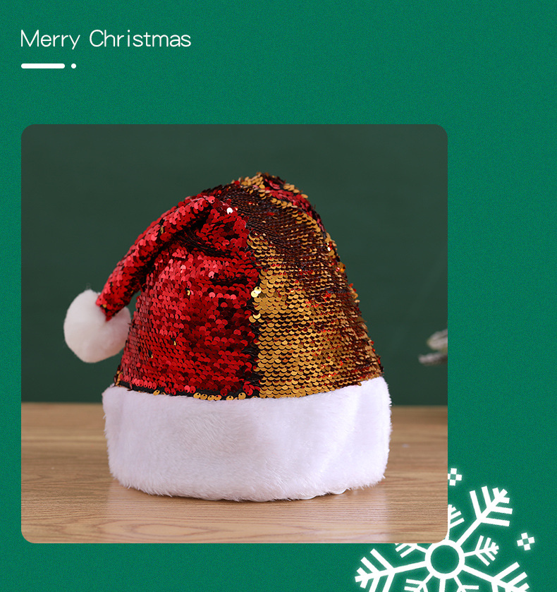 Christmas Hat Adult Christmas Costume Halloween Party Performance Dress Color Bright Film Christmas Hat Factory Direct Supply