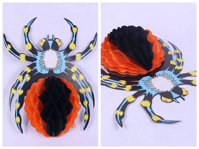 Halloween decoration supplies venue bar dressed up with Beehive paper spiders