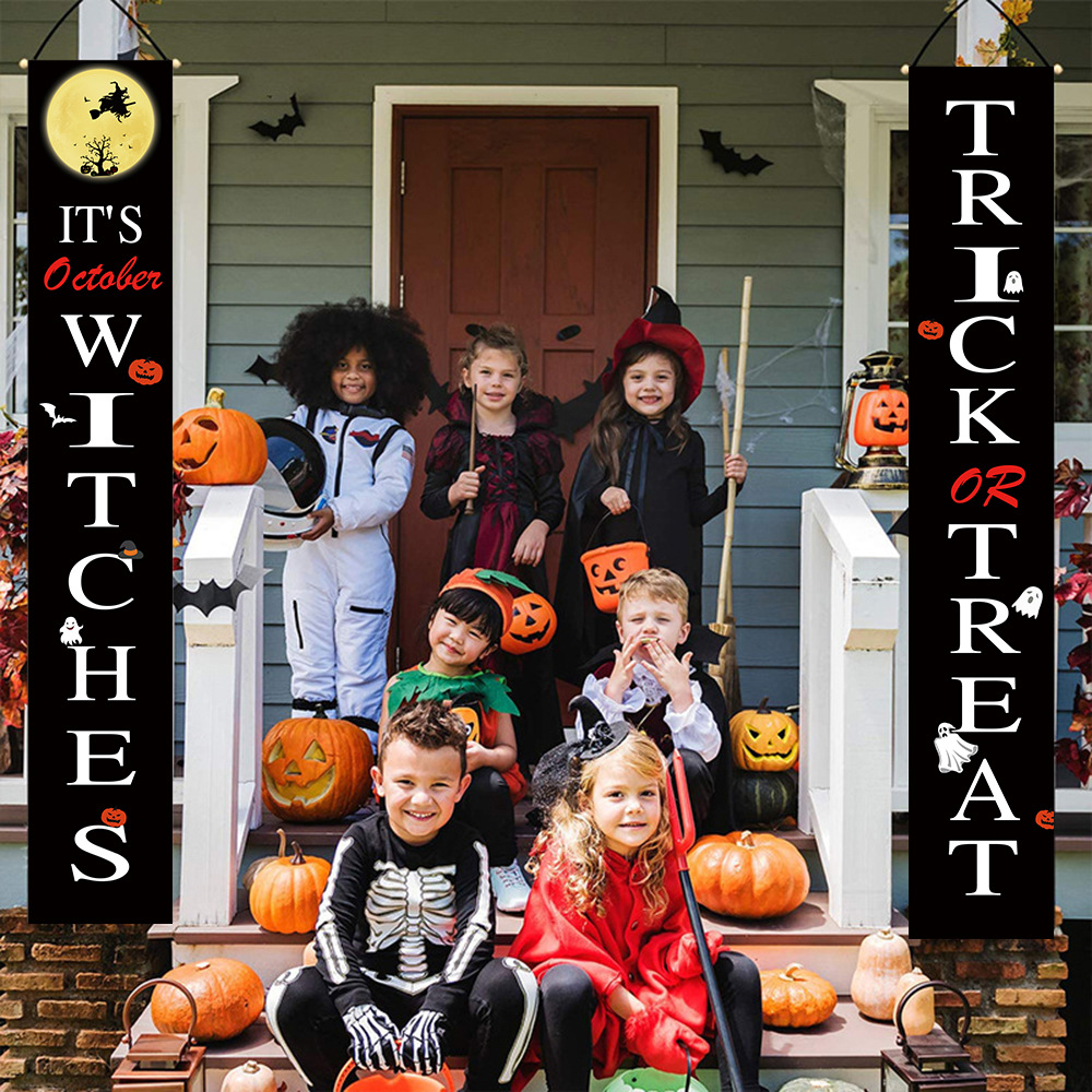 Halloween couplets door curtain decoration ghost festival couplets outdoor door decoration scene layout supplies bar haunted house hanging flags