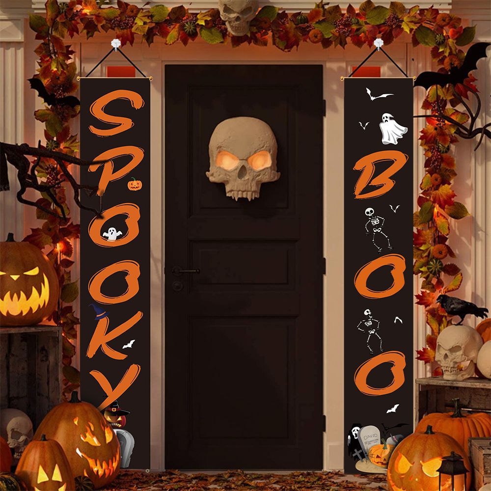 Halloween couplets door curtain decoration ghost festival couplets outdoor door decoration scene layout supplies bar haunted house hanging flags