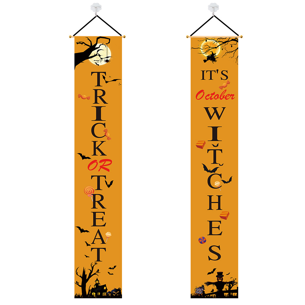 Halloween couplets door curtain decoration ghost festival couplets outdoor door decoration scene layout supplies bar haunted house hanging flags