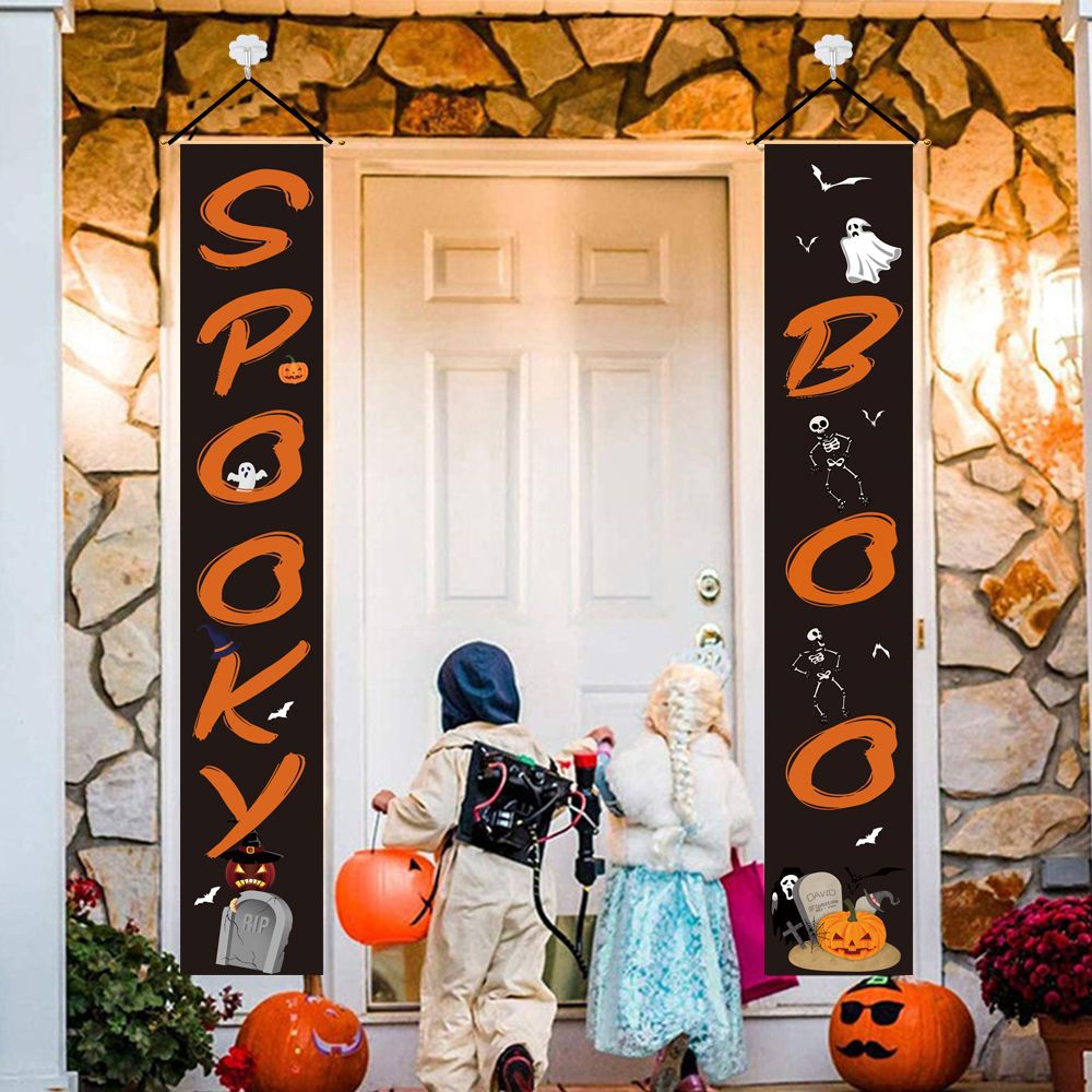 Halloween couplets door curtain decoration ghost festival couplets outdoor door decoration scene layout supplies bar haunted house hanging flags