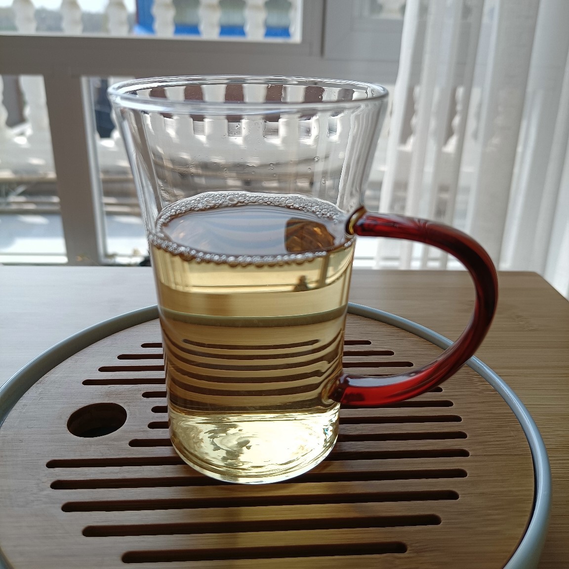 Green Tea Tea Glass Bottle Trumpet Two Kinds of Capacity Transparent Glass Can Be Heated Color Handle Wholesale Sales