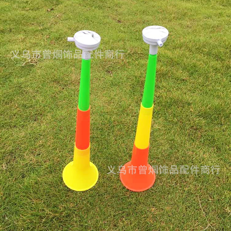 The large three-section loudspeaker is a plastic trumpet - prop. The large three-section loudspeaker is a plastic trumpet - prop.