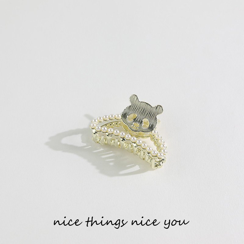 Korea metal pearl hair act the role of trumpet grasp clip bang clip sweet young girl top clip pony tail clip dish hairpin female