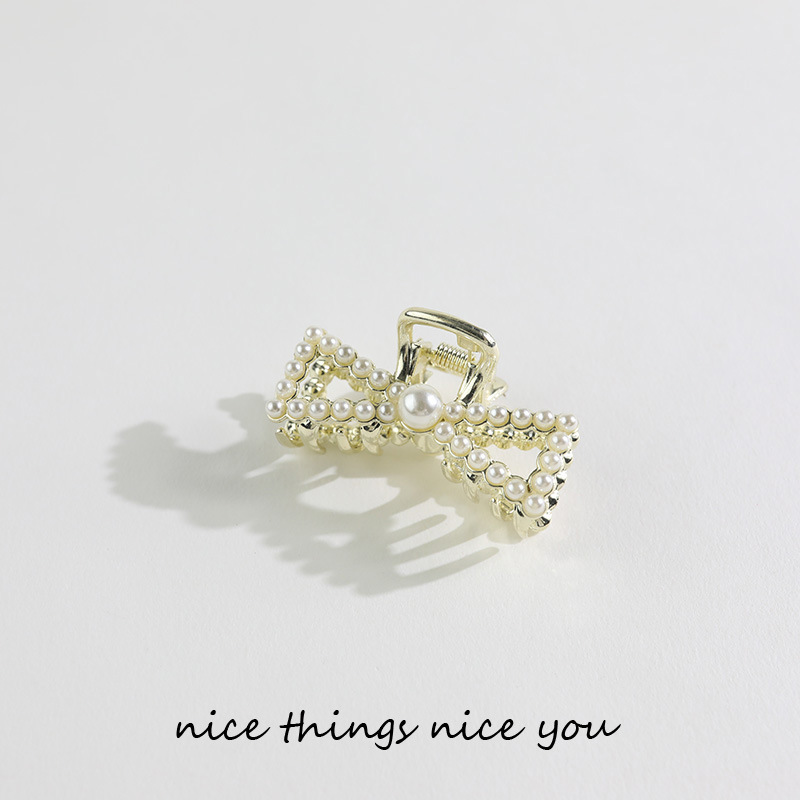 Korea metal pearl hair act the role of trumpet grasp clip bang clip sweet young girl top clip pony tail clip dish hairpin female