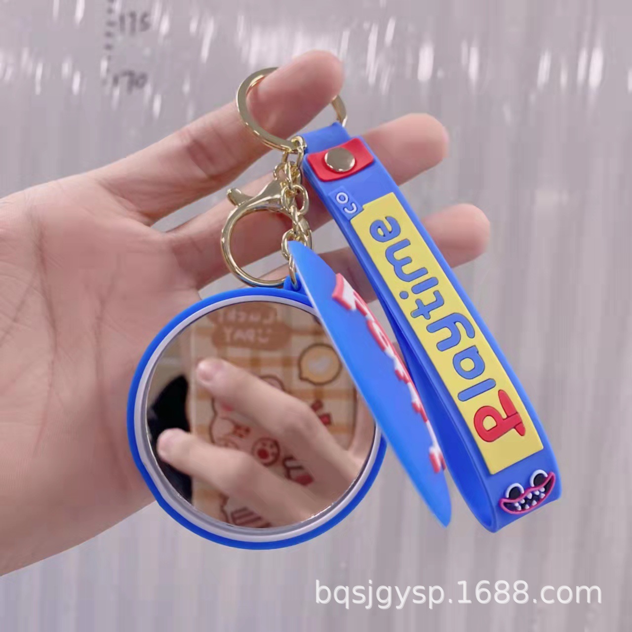 Cross-Border Poppy Playtime Cartoon Poppy Silicone Cosmetic Mirror Sausage Monster Keychain Pendant Folding Mirror