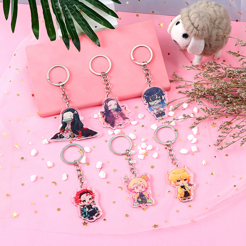 Key buckle Two-Dimensional Acrylic Keychain Pendant Double-Sided Transparent Anime Student Jewelry DIY Keychain