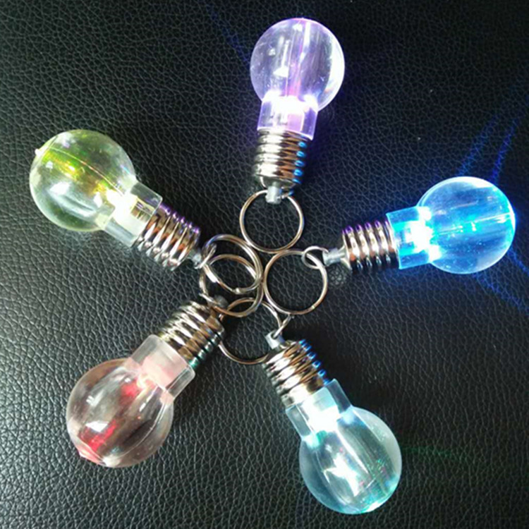 New Exotic Little Creative Gifts Luminous Toy Colorful Mini Colorful Flash Bulb Keychain