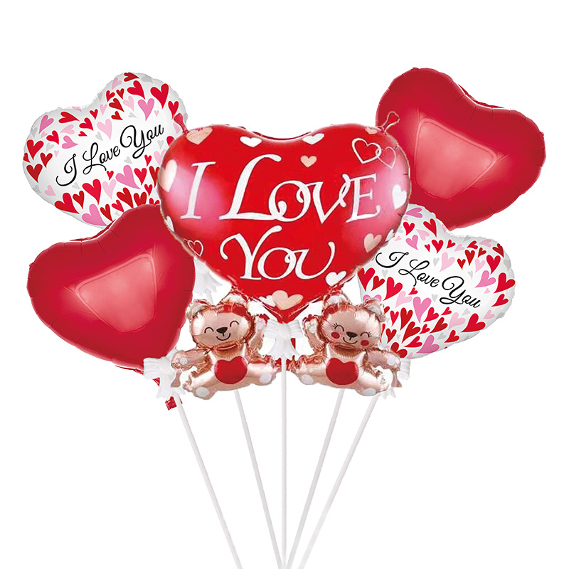 Amazon Valentine&#039;s Day ILOVEYOU Aluminum Foil Balloon Set Qixi Wedding Party Decoration Layout Supplies in Stock