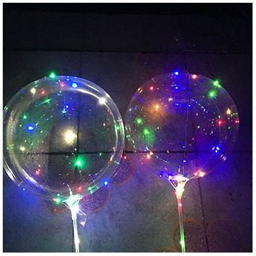 Bounce Ball Luminous Ball Transparent with Lighting Chain Handle Handheld Pole Cartoon Balloon Led Birthday Decoration