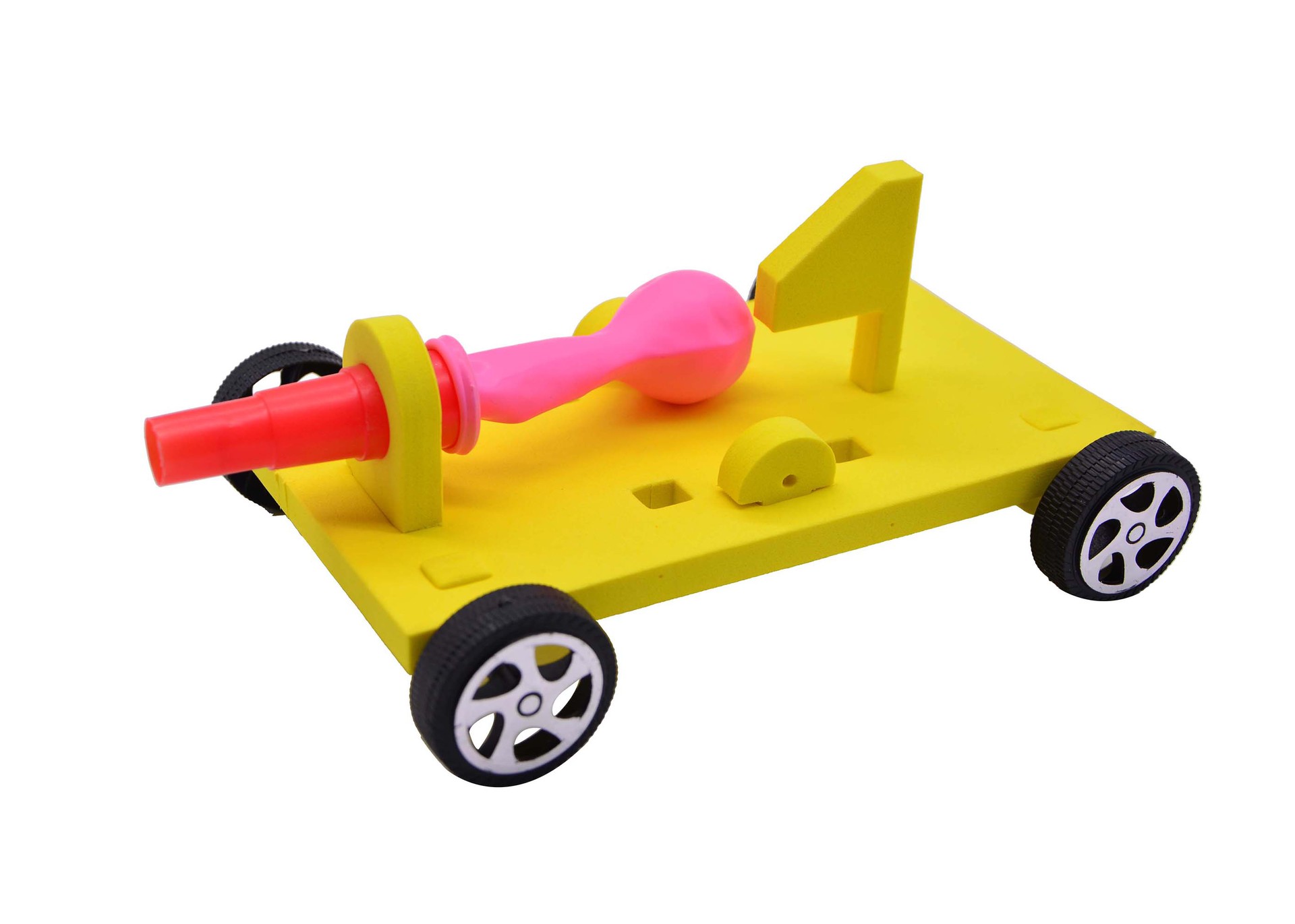 Students' homework teacher xing balloon car technology small production STEM science lab