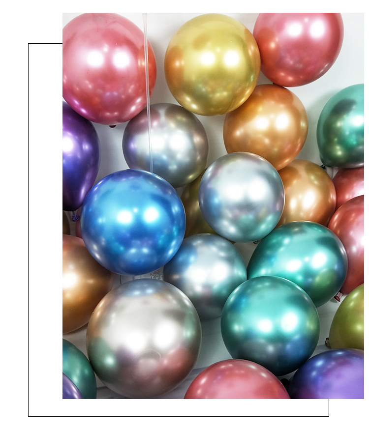 Cross-Border Wholesale 5-Inch 10-Inch 12-Inch Thick Latex Metallic Chrome Balloon Wedding Decoration Website Red Metal Balloon