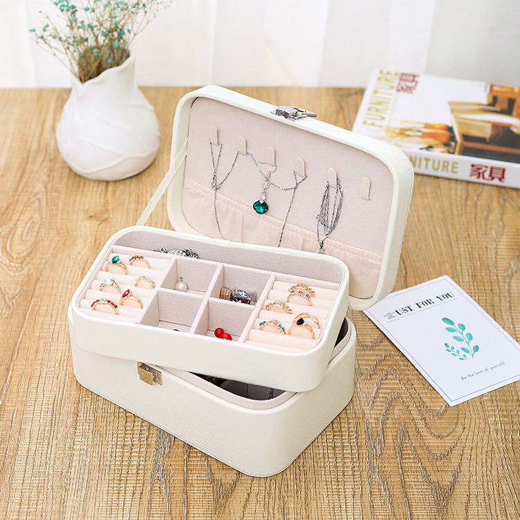 Factory Direct Sales Double-Layer Jewelry Box Jewelry Storage Box Korean Watch Necklace Ear Stud Ring Box Simple Packing Box