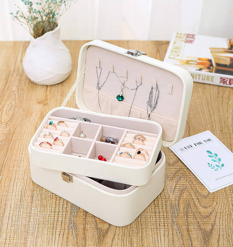 Factory Direct Sales Double-Layer Jewelry Box Jewelry Storage Box Korean Watch Necklace Ear Stud Ring Box Simple Packing Box