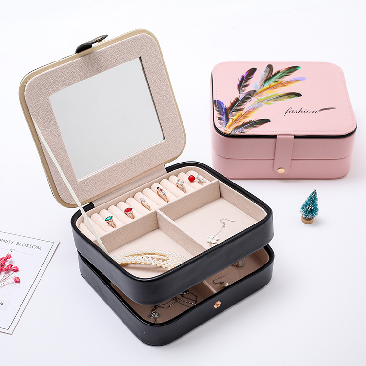 One Product Dropshipping Double-Layer Jewelry Box Women&#039;s European-Style Jewelry Storage Box Earrings Wedding and Birthday Gift Ring Box