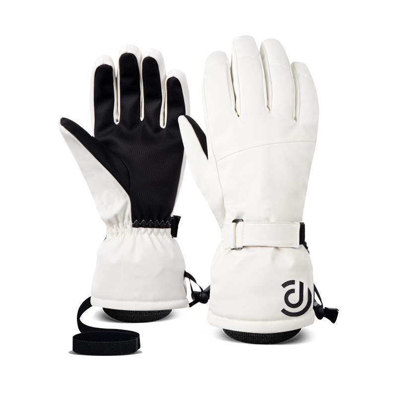 Ski Gloves Men&#039;s and Women&#039;s Winter White Warm Cycling Sports Spot Amazon Touch Screen Five Finger Outdoor Gloves Cotton