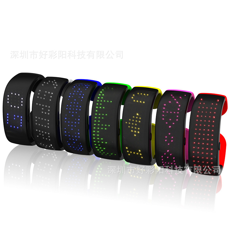 Factory Direct Sales Cross-Border Led Bracelet Nightclub Bar Party Cheering Props Text Moving Picture Luminous Display Bracelet