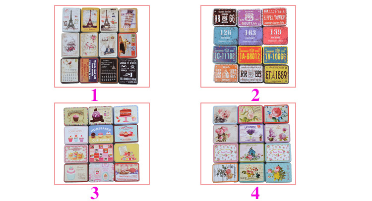 Cartoon receiving box hardware long square box tinplate box wedding candy box jewelry gift box condom box set