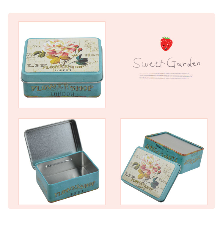 Cartoon receiving box hardware long square box tinplate box wedding candy box jewelry gift box condom box set