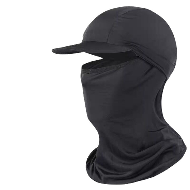 Summer Headgear Riding Outdoor Sports Fishing with Hat Brim Ice Silk Sweat-Absorbent Breathable Sun Protection Mask