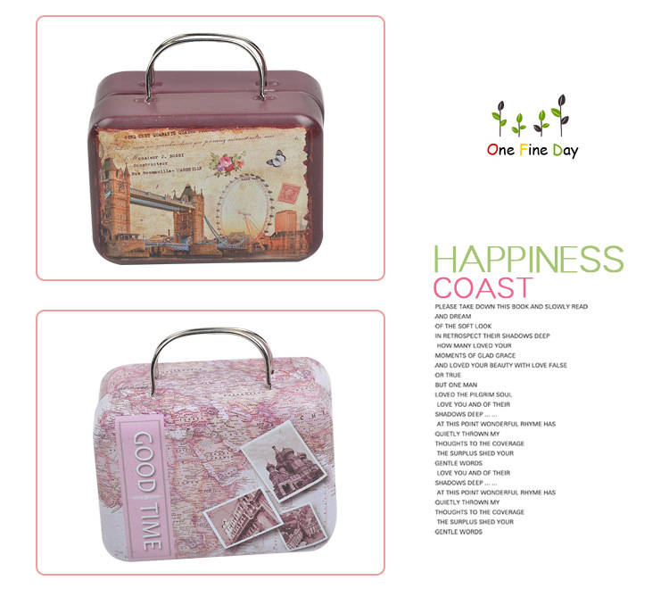 Fashion unique creative suitcase packaging box metal box chocolate tin box gift box wedding candy box Fashion unique creative suitcase packaging box metal box chocolate tin box gift box wedding candy box