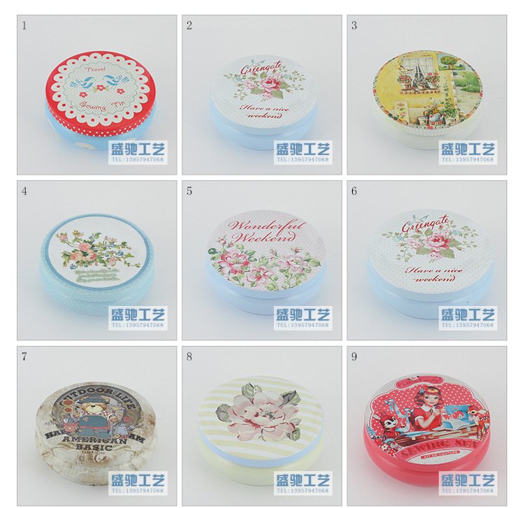 Wholesale happy candy box circular receiving box tinplate exquisite cookies and snacks receiving box manufacturers direct sales Wholesale happy candy box circular receiving box tinplate exquisite cookies and snacks receiving box manufacturers direct sales