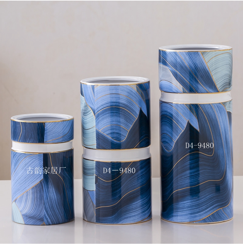 Guyun Factory Direct Blue Ribbon Ceramic Crafts Light Luxury Decoration Handmade Horse High Temperature Vase Candy Box
