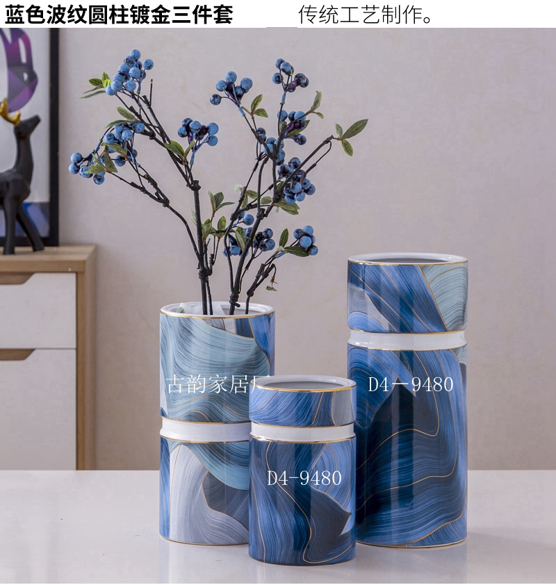Guyun Factory Direct Blue Ribbon Ceramic Crafts Light Luxury Decoration Handmade Horse High Temperature Vase Candy Box