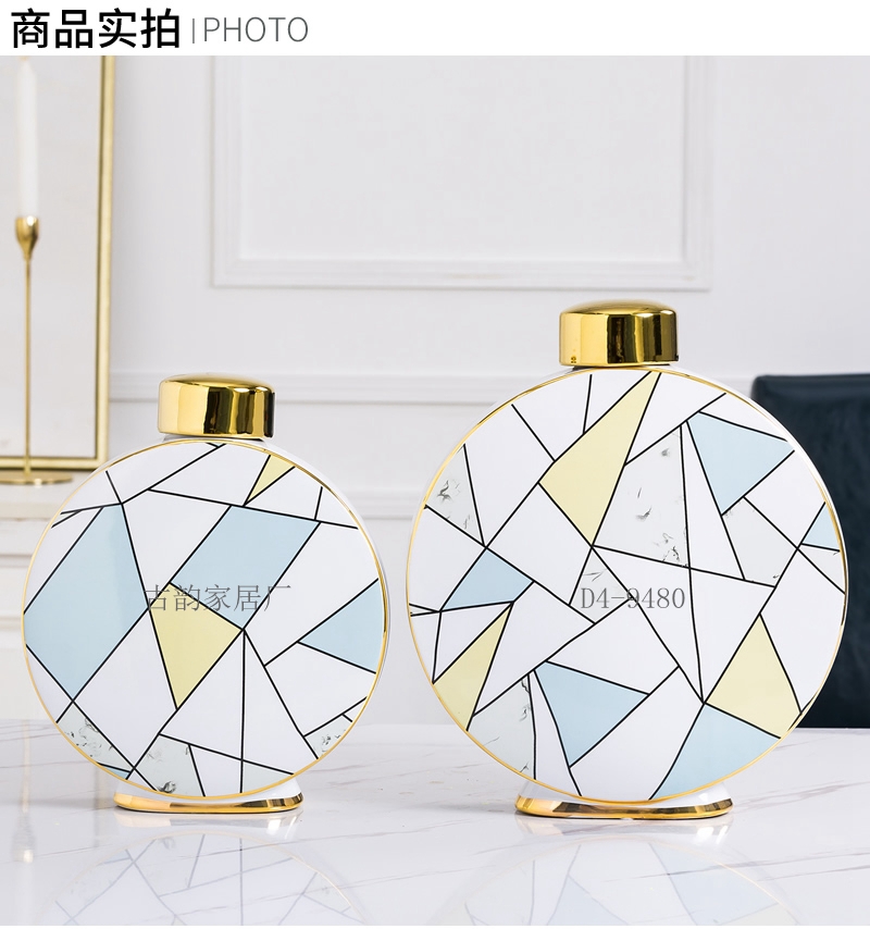 Guyun Factory Direct Ceramic Crafts Light Luxury Decoration Handmade Geometric Pattern High Temperature Vase Candy Box