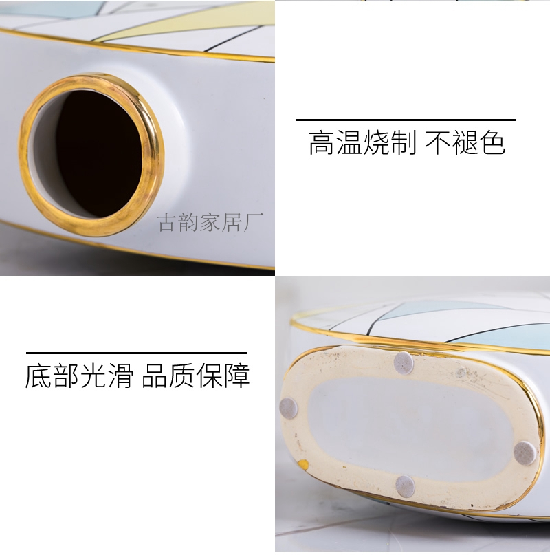 Guyun Factory Direct Ceramic Crafts Light Luxury Decoration Handmade Geometric Pattern High Temperature Vase Candy Box