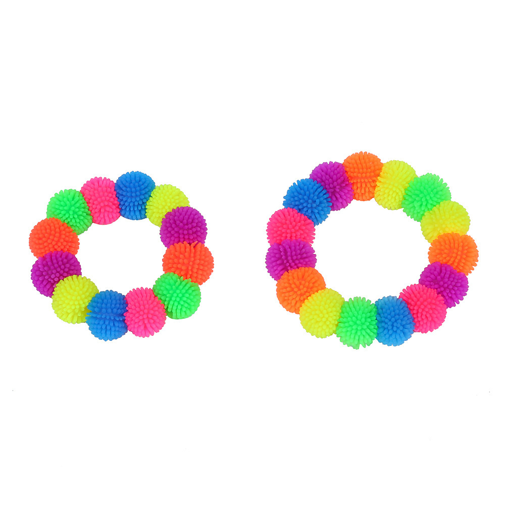 Cross-Border TPR Bracelet Wrist Ring Colorful Snowflake Bracelet Color Hairy Ball Soft Rubber Children&#039;s Bracelet Decompression Toy