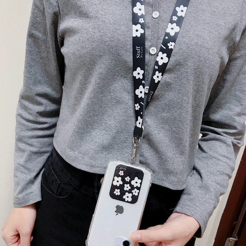 Phone Shell Stickers Lanyard Avoid Cutting into the Neck Anti-Lost Wide Version Mobile Phone Lanyard Ins Style Cartoon Wrist Strap Mobile Phone Case Rope