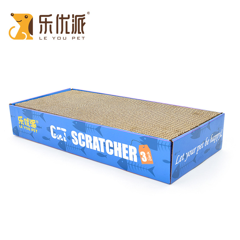 Leyoupai Boxed Double-Sided Three-Piece Flat Plate Cat Toy Cat Grinding Claw Cat-Related Products Corrugated Paper Cat Scratch Board