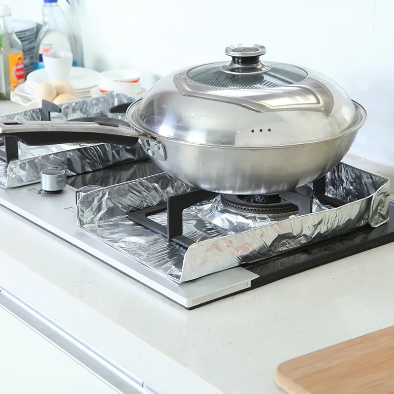 Kitchen Gas Stove Oil Baffle Plate Mat Anti-Oil Mat Aluminum Foil Tinfoil 2 Pieces Gas Stove Anti-Oil Paper in Stock