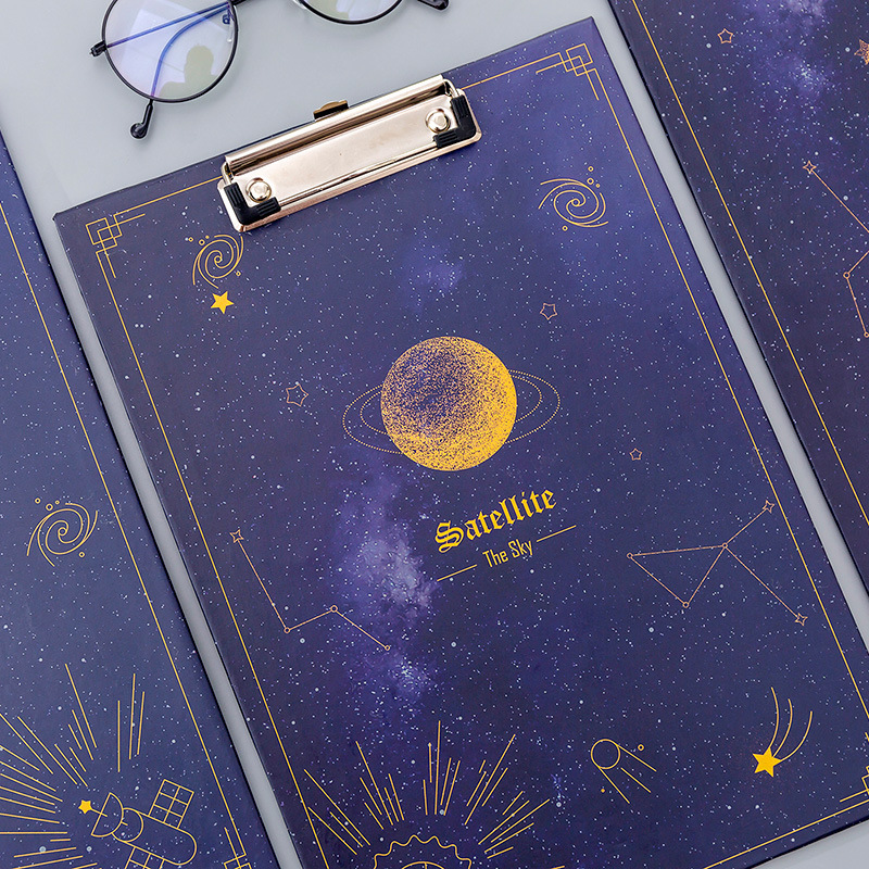 Dream Starry Sky A4 File Clipboard Folder Test Paper Clip Student Base Plate Tablet Clip Folder