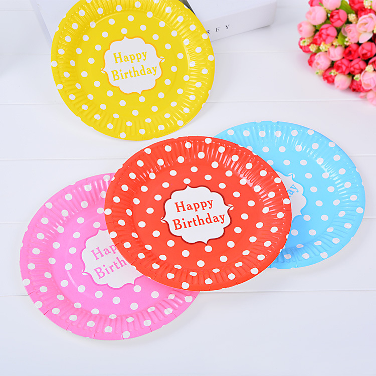 Birthday party supplies 7 \&#034;9\&#034; dot paper plate Korean wave point cake plate party disposable barbecue plate