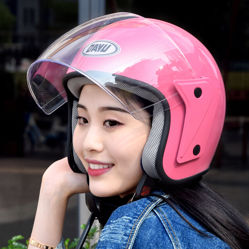 Motorcycle Helmet Male Electric Bicycle Helmet Female Four Seasons Half Helmet Winter Warm AntiFog Half Covered Helmet