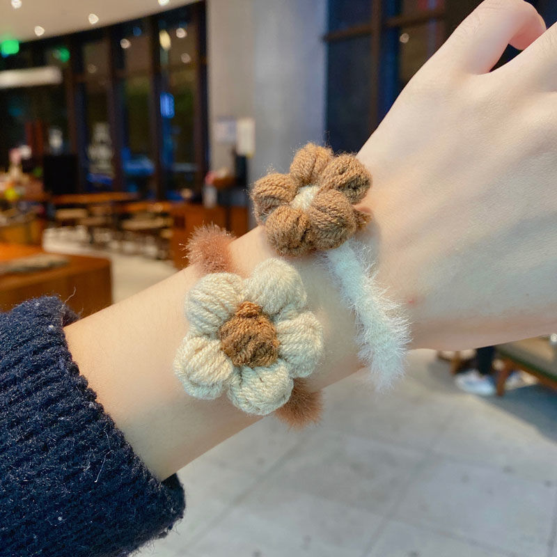 Flower accessories Small Flower Furry Hair Rope Gentle Good-looking Fairy Hair Band Simple Rubber Band Headdress Female