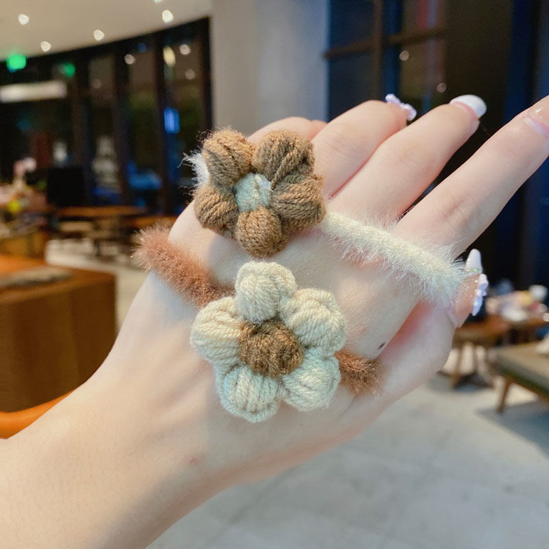 Flower accessories Small Flower Furry Hair Rope Gentle Good-looking Fairy Hair Band Simple Rubber Band Headdress Female
