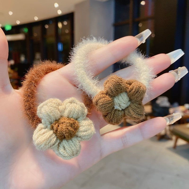 Flower accessories Small Flower Furry Hair Rope Gentle Good-looking Fairy Hair Band Simple Rubber Band Headdress Female